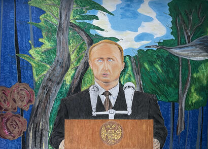 Vladimir Putin - a Paint Artowrk by Helena Kotnik